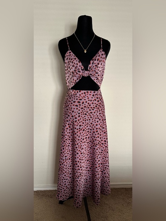 Vici Dresses & Skirts - Vici Pink & Black Leopard Print Cutout Knot Maxi Dress Size L